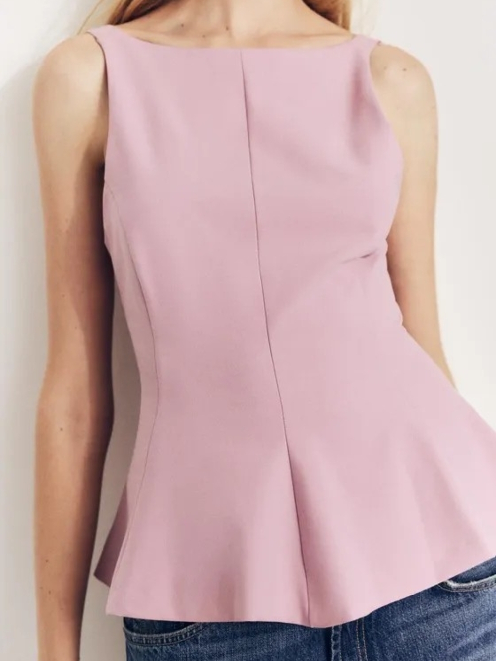 Zara Light Pink Sleeveless Peplum Top